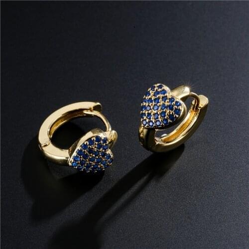 2021 New Fashion Cubic Zircon Cute Heart Gold Color Hoop Earrings For Women Wedding Jewelry Dropshipping Wholesale