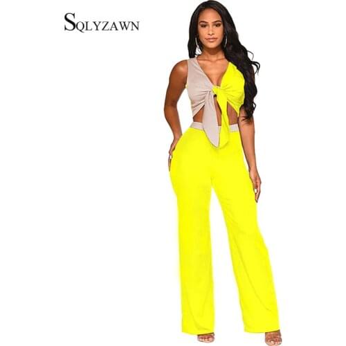 Womens Fashion Color Block Two Piece Pants Set Sexy Elegant Bow Crop Top Trouser Female Matching Outfit Fall Casual Co ord Suit