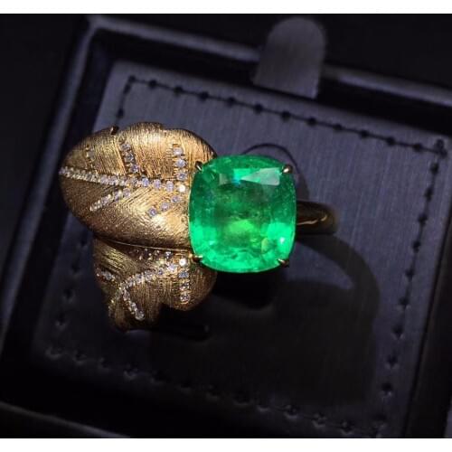Fine Jewelry AGL Real Pure 18 K Gold 100% Natural Emerald 4.73ct Gemstone Diamonds Jewellery Females Rings for women Fine Ring