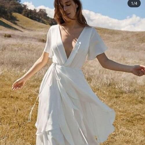 Vintage Wedding Dresses V Neck Bridal Gown Tiered Tea Length Simple Vestido De Novia Wedding Custom Made Party Gown For Women