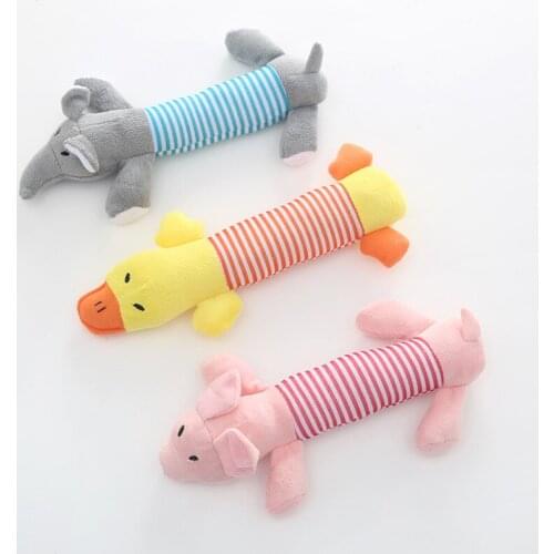 Pet Dog Cat Chew Toy Plush Squeak Sound Dog Toys Pet Puppy Chew Squeaker Squeaky Plush Game Sound Duck Pig & Elephant Toys