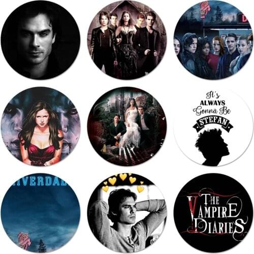 The Vampire Diaries Icons Pins Badge Decoration Brooches Metal Badges For Clothes Backpack Decoration 58mm