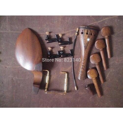 1 Set Wengewood Violin fitting with pegs endpin, tail guts, fine tuner 4/4