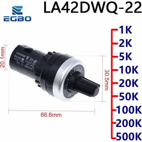 1PCS EGBO LA42DWQ-22 1K 2K 5K 10K 22mm Diameter Pots Rotary Potentiometer Converter Governor Inverter Resistance Switch