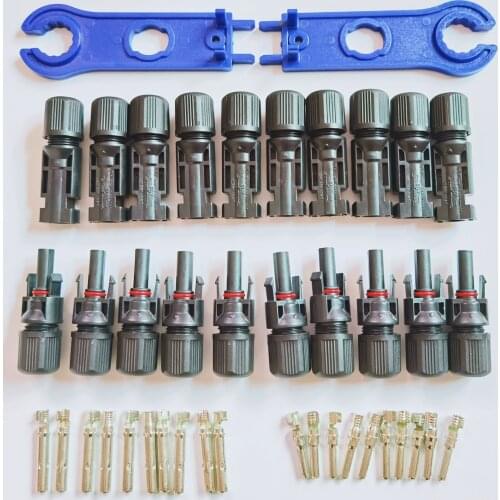 10pairs x Sola Connector + 1pair Spanner male female 30A Cable Plug PV Connector Solar Panel branch series Connect solar system