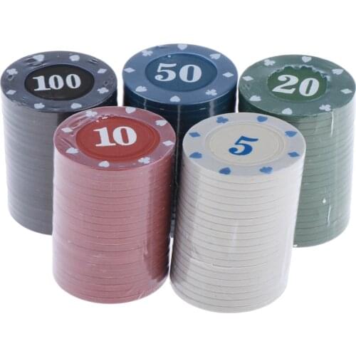100 Poker Chips Set - Plastic Casino Chips for Playing Game, Texas Hold’Em, Blackjack