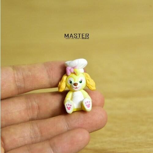 12PCS 4CM New Hong Kong paradise cookie dog: Apple Eating chef dog Tami bear hands on cartoon doll model