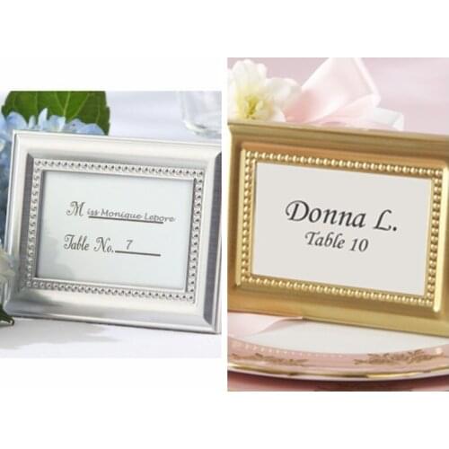 20 Pieces/lot) Classic Wedding and Party Decoration gift of Beautifully Beaded Gold Photo Frame Place Holder wedding souvenirs
