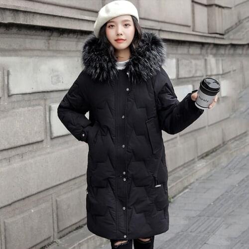2020 Women Winter Jacket Hooded Oversized Womens Long Parkas Solid Casual With Fur Collar Cotton Padded Thick Female Coats