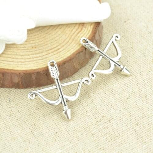 25 Pcs 26*25 mm Zinc Alloy Bow and arrow Charm Tibetan Silver Pendant Jewelry Products Diy Pendants For Necklace Bracelets 2394