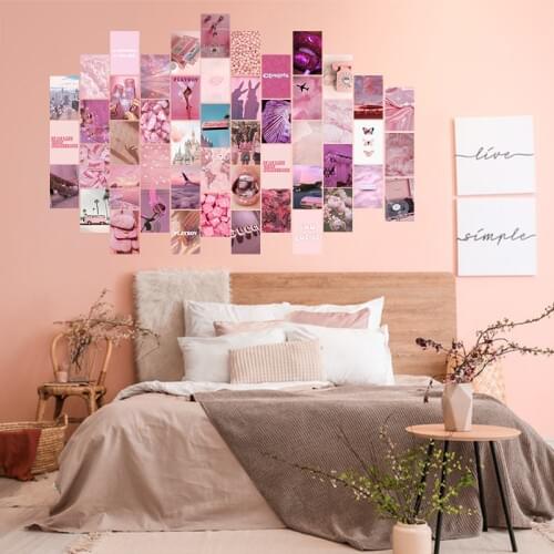 50Pcs Pink Aesthetic Picture for Wall Collage Print Kits Warm Color Rooms Decor for Girls Wall Art Prints for Room Dorm Posters