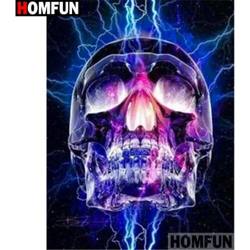 HOMFUN Full Square/Round Drill 5D DIY Diamond Painting "Lightning skull" 3D Diamond Embroidery Cross Stitch Home Decor A19302