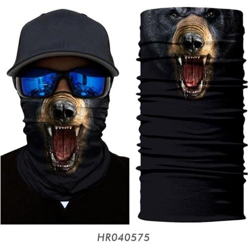 Balaclava Tubular Scarf Bandana Neck Buff Warmer Animal Face Cover Sport Headgear Fishing Hunting Headwear Summer Tiger Wolf Dog