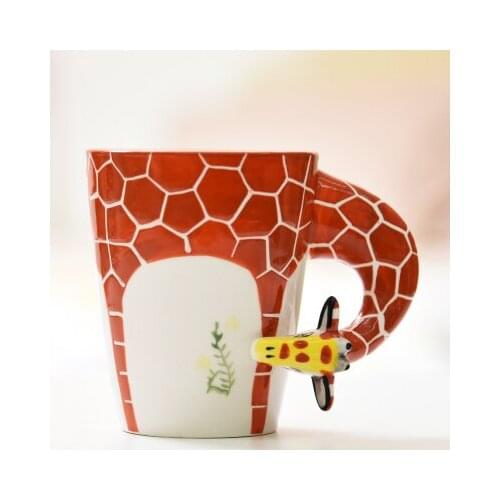 3D Animal Shape Hand Painted Deer Giraffe Cow Monkey Dog Cat Camel Elephant Horse Cup Creative Gift Ceramic Coffee Milk Ttea Mug