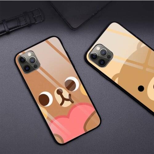 Cartoon Bear Phone Case Tempered Glass For iPhone 12 Pro Max Mini 11 Pro XR XS MAX 8 X 7 6S 6 Plus SE 2020 case