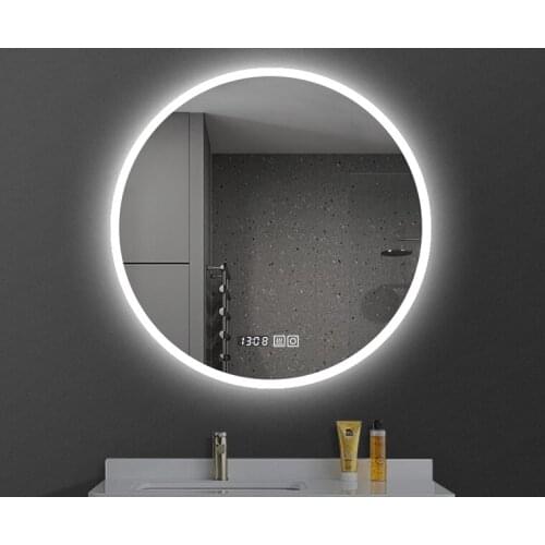 CTL304 New Upgrade 2-color Light Smart Mirror Wall-mounted LED Bathroom Mirror Round Touch Screen Vanity Mirror 110V/220V 4.8W/m