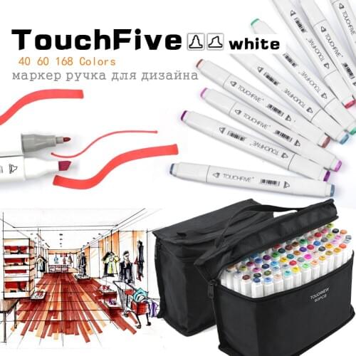TouchFive 48/60/80/168 Colors Dual Tip Art Marker Pens Broad and Fine Point Tip with Black Bag for Painting Coloring Sketching