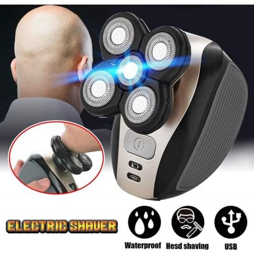 5-in-1 Electric Razor for Men Wet&Dry Rechargeable Mens Rotary Shavers 4D Floating 5 Head Cordless Hair Clippers