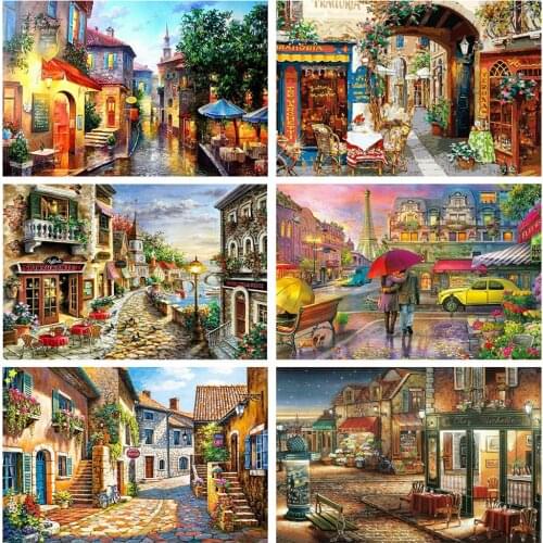 Evershine 5D Diamond Painting Full Square Drill Scenery Diamond Embroidery Sale Town Cross Stitch Mosaic Craft Kit Home Decor