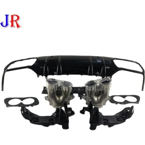 Rear Bumper Diffuser Lip Fit for Mercedes-Benz C-Class W205 C43 C63 Coupe 2015-2020 with Exhaust Tips
