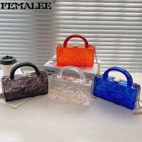 Ins Hot Transparent Acrylic Jelly Bags Ladies Luxury Candy Color Box Purses Women Handbags Chain Ice Crack Crossbody Bags Female