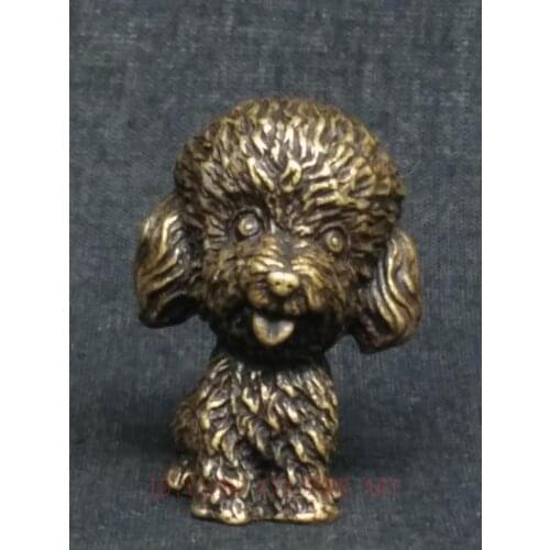 YIZHU CULTUER ART Collection Old China Bronze Carving Chinese Zodiac Dog Statue Paperweight Fengshui Family Decoration Gift