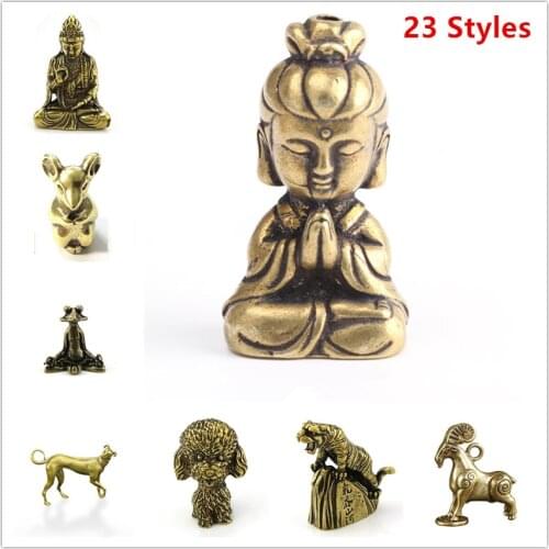 Brass Buddha figurine Miniature Statue Ornament Indoor Household Office Figurine Mahogany Statue Crafts Decorative home decor