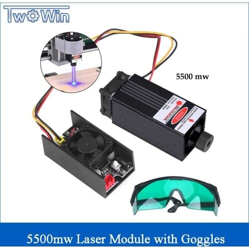 5500mw Laser Module 450NM Blue Laser Head Engraving Cutting Laser Kit 5.5W Laser Tube Free Goggles For 2/3 Axis Laser Machine