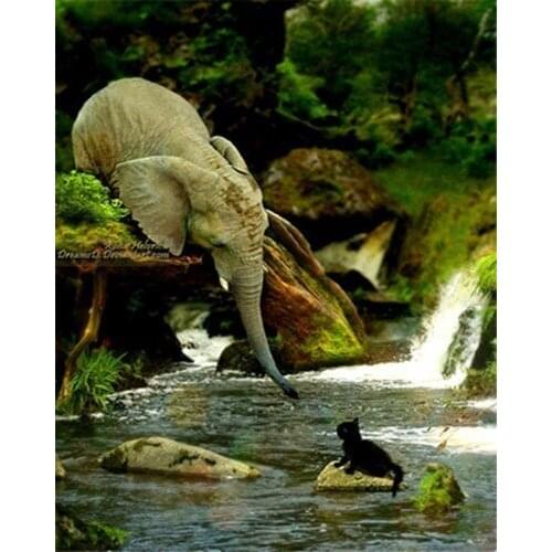 LIPHISFUN Diamond Painting Square/round Drill Full Embroidery Home Decor Elephant Relative Embroidery Sale Mosaic Resin