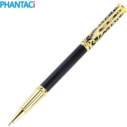 Retro Nation Flower Metal Ball Pens 0.5mm Medium Gold Clip Ballpoint Pen Writing Stationery Business Office School Supplies