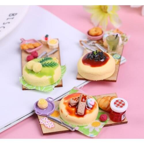 Dollhouse Miniature food 1/12 Mini Cheesecake Simulation Doll House Play Food for Doll Kitchen Toys