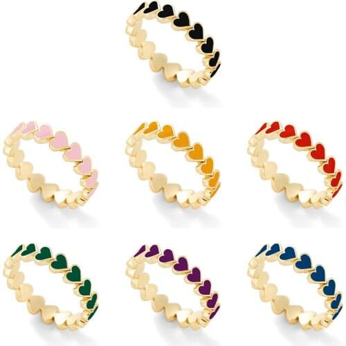 Fashion Bohemian Geometric Alloy Water Drop Love Heart Ring Multicolor Peach Heart Ring Exquisite All-match Trend Party Jewelry