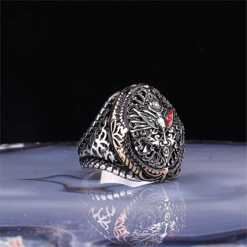 Ottoman Crest Motif 925 Sterling 925 K Silver Men 'S Ring