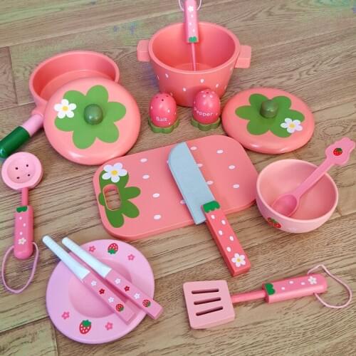 Montessori Early Education Simulation Kitchen Toys Cutlery Set Childrens Play House Interactive Game Cooking Wooden Toys