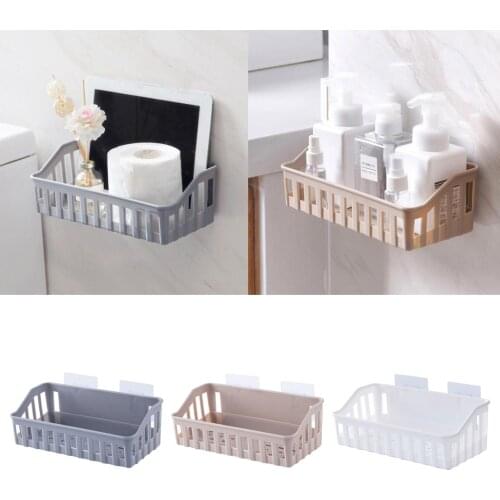 Wall Mounted Self Adhesive Rack - Plastic Storage Shelves for Bedroom, Living