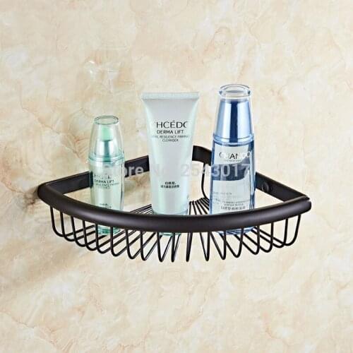 New Arrival High Quality Basket Shelf Wall Mounted Corner Liner Bathroom Storage Copper Brass Black Finished ZR2520