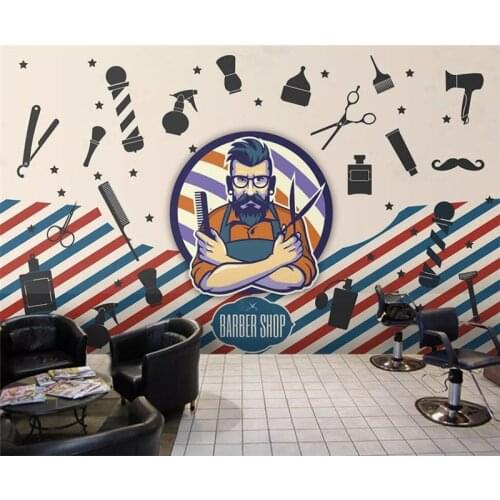 Custom 3d wallpaper trend handsome background wall beauty salon barber shop decoration - high-grade waterproof material