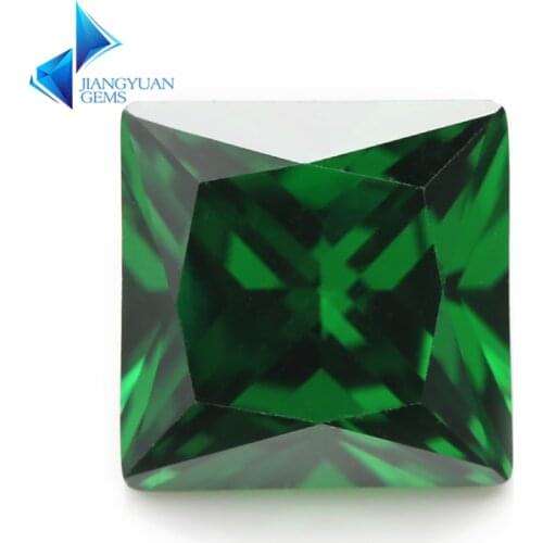 Size 2x2~10x10mm Square Shape Princess Cut AAAAA Green Zirconia Stone Synthetic Gems CZ stone For Jewelry