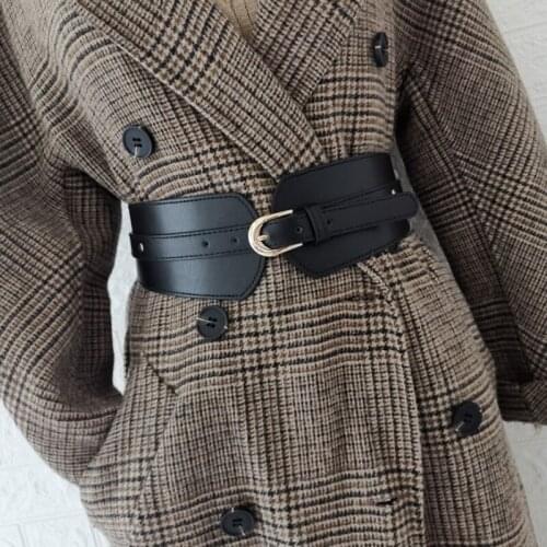 Luxury ladies wide belt elastic vintage buckle leather wide fashion wild pin buckle womens belt waist seal belt