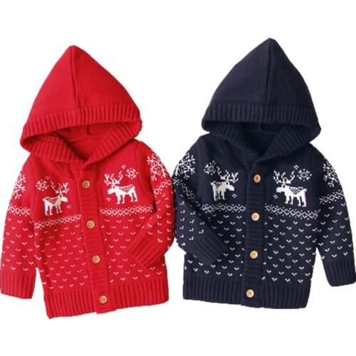 Newborn Christmas Sweater Knitted Baby Clothes Baby Boys Sweaters Deer Girls Cardigan Toddler Boy Sweater Kids Knitwear Jumper