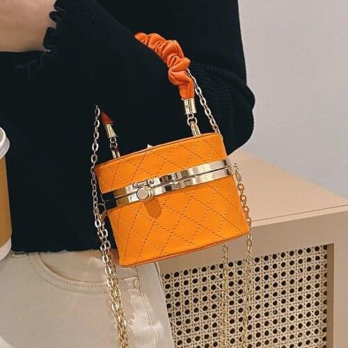 Lattice Round Box bag Pleated Tote bag 2021 New High-quality PU Leather Womens Designer Handbag Chain Shoulder Messenger bag