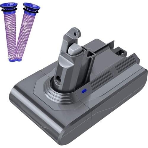 Replacement 3500MAh Battery for Dyson V6 Vacuum Cleaner, DC58 DC59 DC61 DC62 DC72 DC74 SV03 SV04 SV05 SV06 + 2 Filter