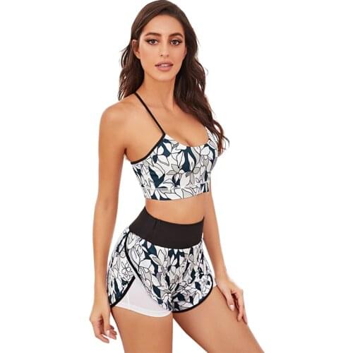 SOISOU 2021 Summer Shorts Sets Womens Tracksuit High Waist Print Set Woman 2 Pieces Tight Breathable Elastic Womens Suit New