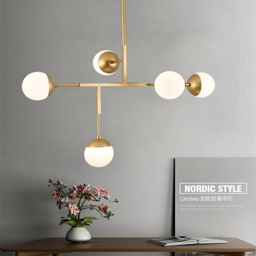 5 Heads Modern Creative Restauramt Pendant Light Loft Art Molecular Balls Livingroom Study Led Hanging Light Fixtures
