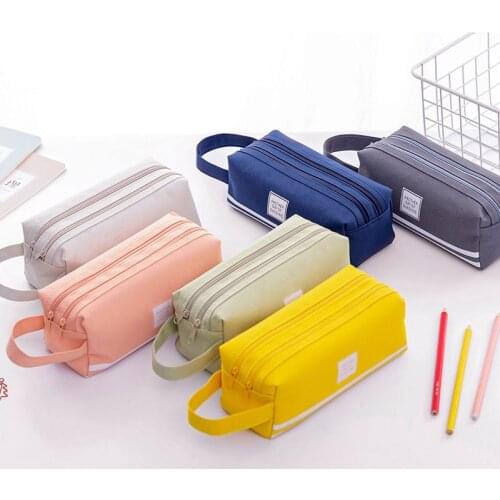 Large-capacity Portable Pencil Case Female Simple Girls Canvas Advertising Gift Stationery Box Cute Pencil Pouch