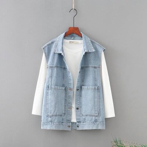 Vests Women Spring Autumn All Match Bf Style Sleeveless Female Jacket Denim Chic Basic Simple Womens Outwear New Plus Size