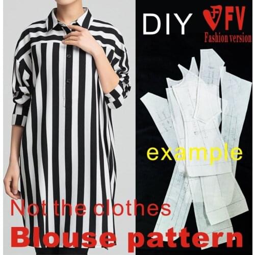 Ladies Falling Shoulder Mid-length Shirt Dress Cutting Drawing 1:1 Clothing Design Pattern BCY-58