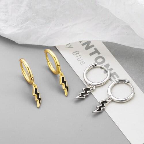 VENTFILLE 925 Sterling Silver Wave Hoop Earrings for Women Men Black Drop Glaze Earrings Accessories Jewelry