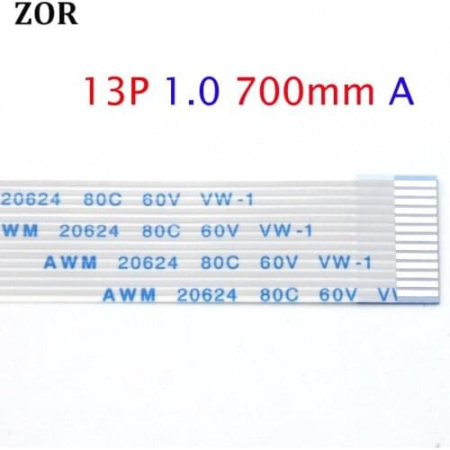 1-2pcs FFC FPC flat flexible cable 1.0mm pitch 13pin Forward Length 700mm Ribbon Flex Cable 13 pin 13P AWM 20624 80C 60V VW-1
