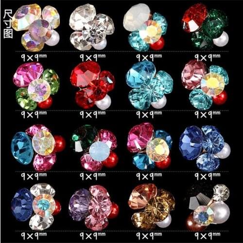 10PCS Nails Charms Colorful Glitter Crystal Rhinestones Nail Art Gem Glass Diamond Manicure 3D Rhinestone Alloy Nail Charms